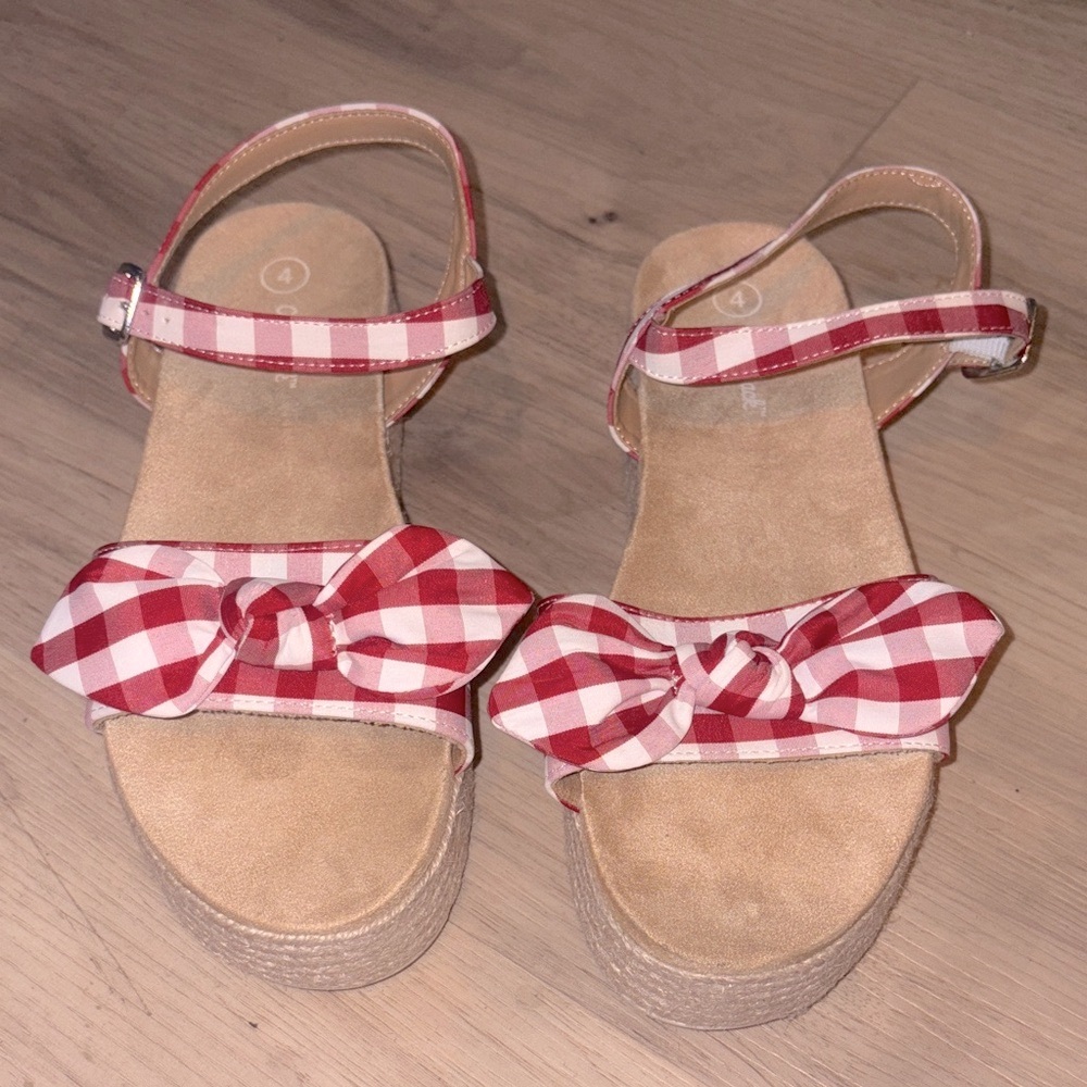 Cat and Jack New Red Checkered Women's platform sandals